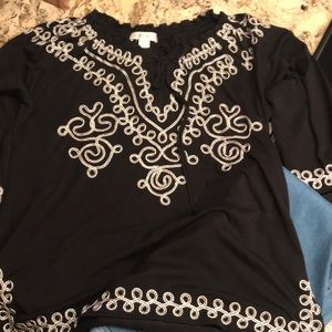 Christopher Banks Top Black w/ Silver Design